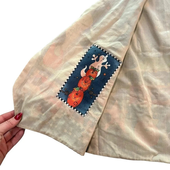 VINTAGE Women's Halloween Haunted House Reversible Quilted Handmade Vest Size XL - Picture 2 of 8